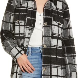 YOU NEED THIS COZY Black and Gray Plaid Button-Up Jacket